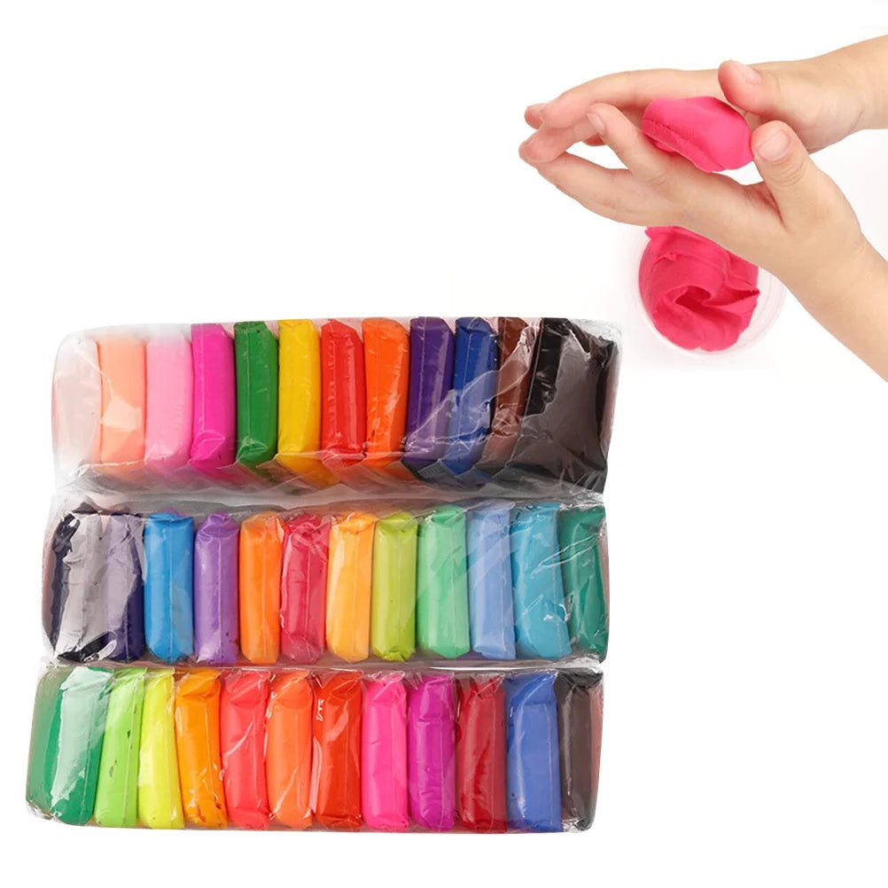 36 Colors Non-Toxic Air Dry Modeling Clay Craft Set – Vibrant Crystal Colorful Moulding Dough DIY Toy Plasticine Ki