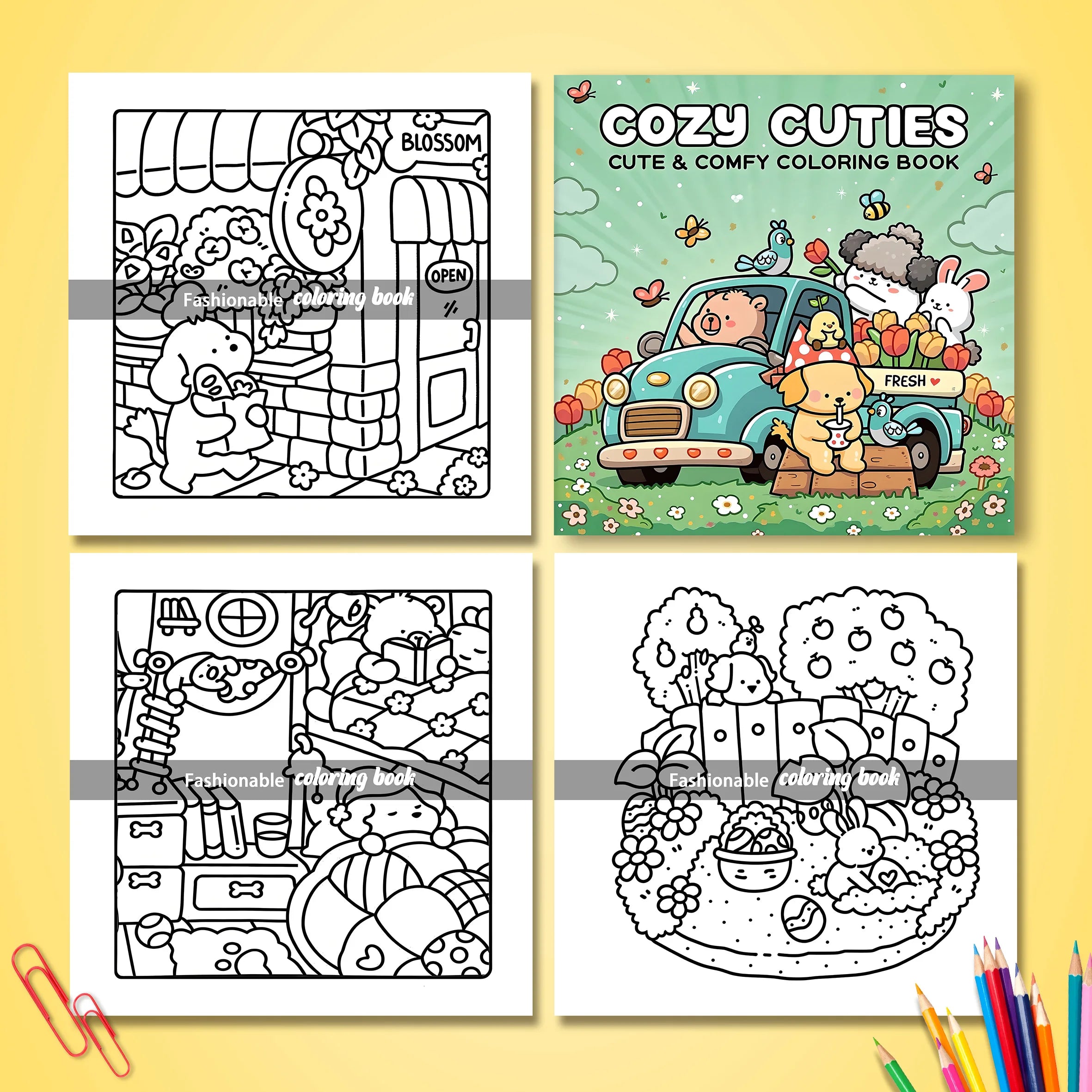COZY CUTIES: Bold-easy Patterns Coloring Book for Adults Cute Drawing Book
