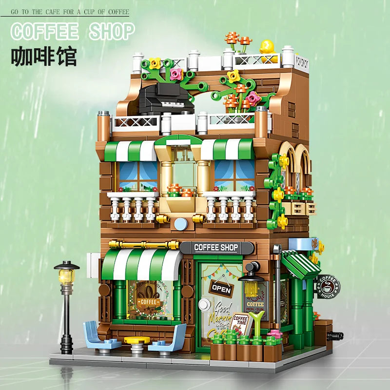 City Street Coffee Shop Modular Building Block Set