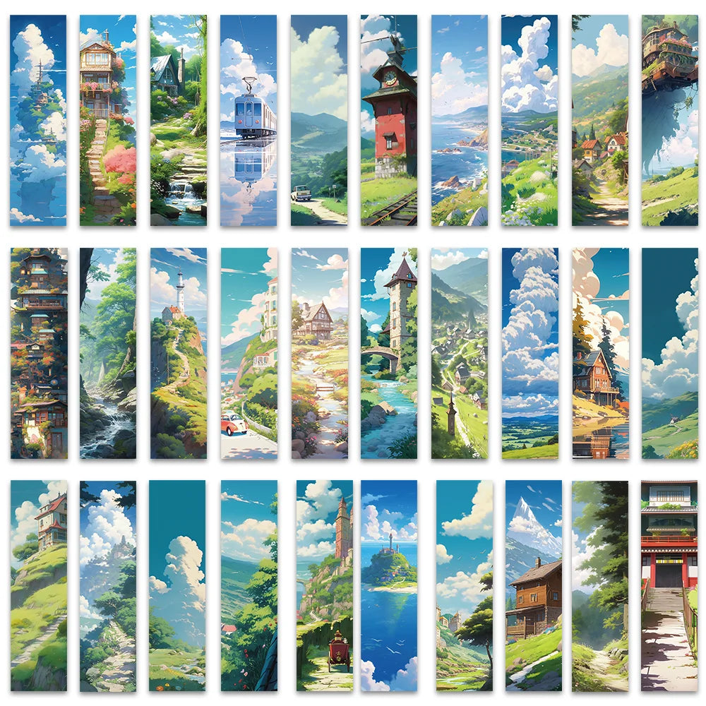 30Pcs Hayao Miyazaki Manga Style Bookmarks Student Gifts DIY Creative Art Decoration Reading Book Page Marking Cards