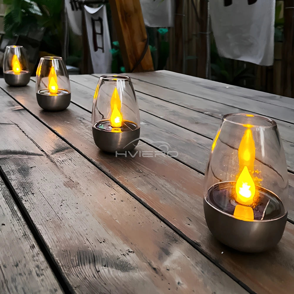 LED Solar Candles Light – Flameless Rechargeable Night Lights for Garden Decor, Outdoor Wedding, Party &amp; Waterproof Atmosphere Lamp