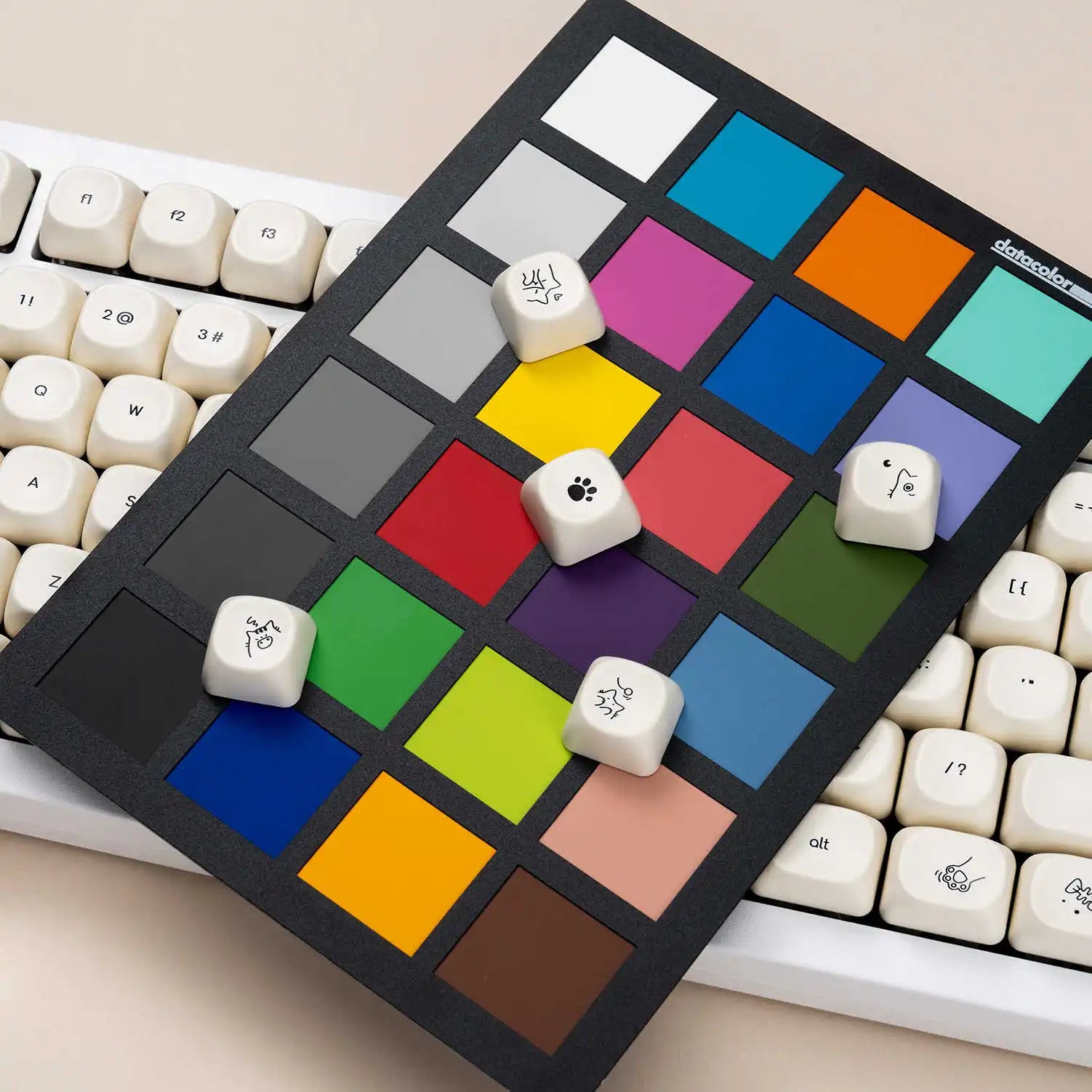 124 key Cute Cat Keycaps PBT Sublimation Moa Ball Cap White Minimalist Small Font Mechanical Keyboard Keycaps Korean English