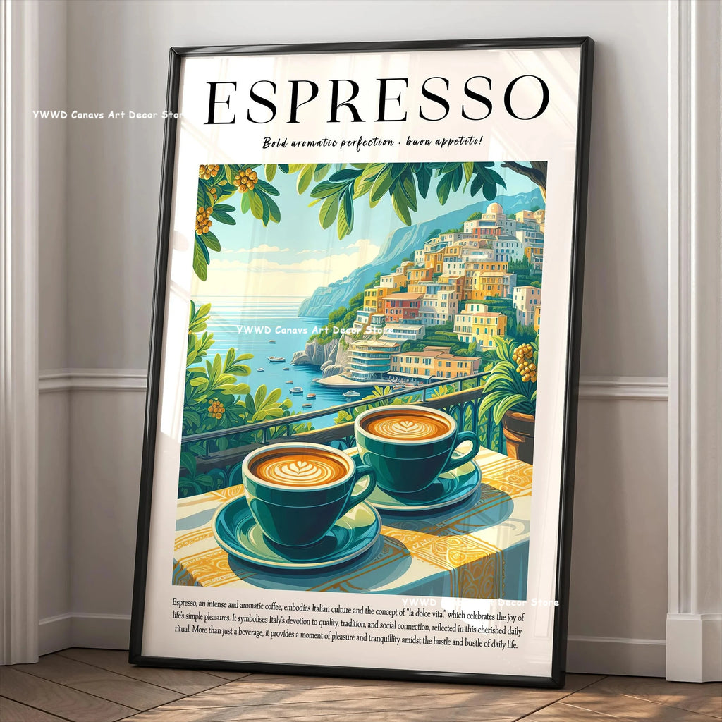 Buongiorno Espresso Canvas Print What Is Tea Food and Beverage Kitchen Wall Art Poster for Modern Living Room Home Decor