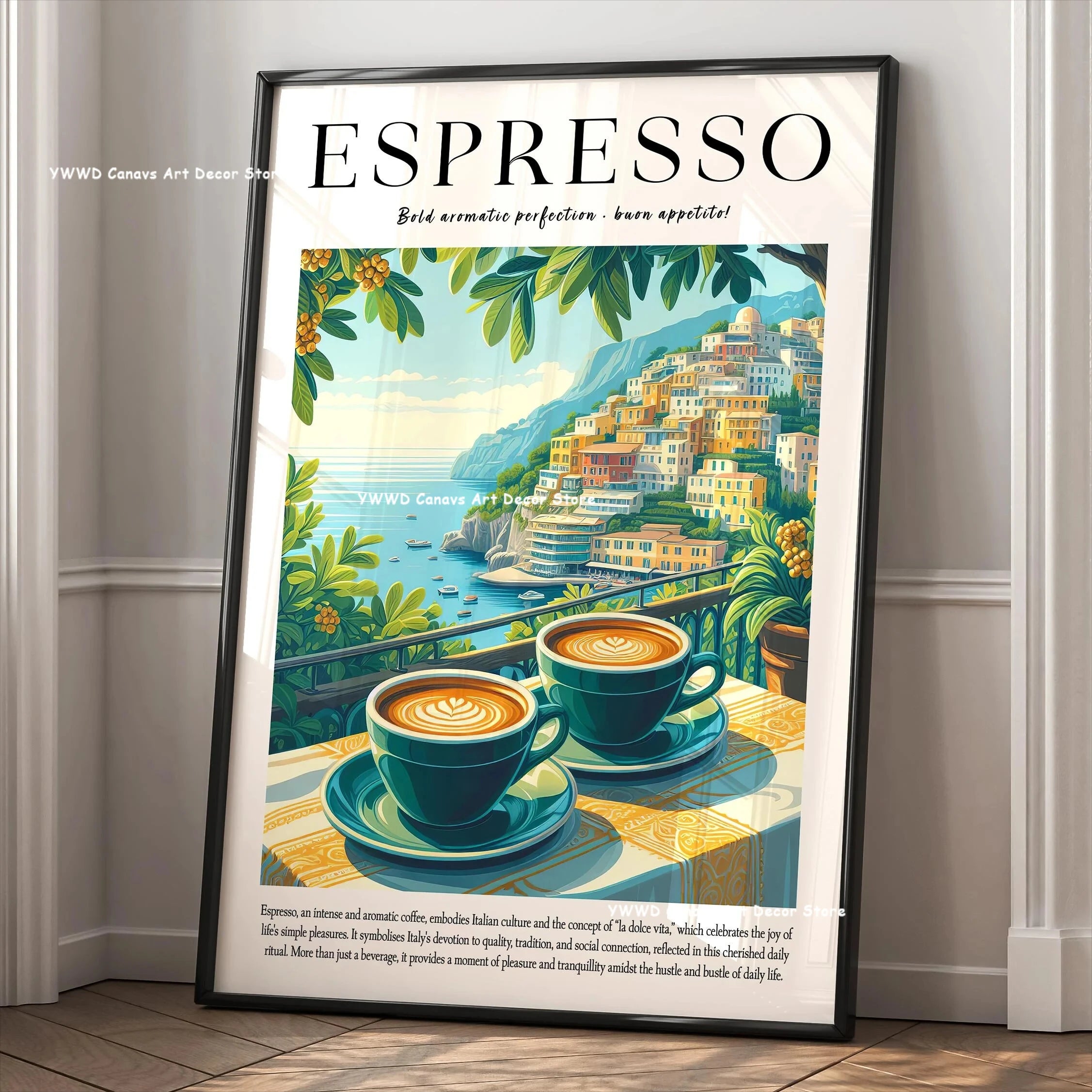 Buongiorno Espresso Canvas Print What Is Tea Food and Beverage Kitchen Wall Art Poster for Modern Living Room Home Decor