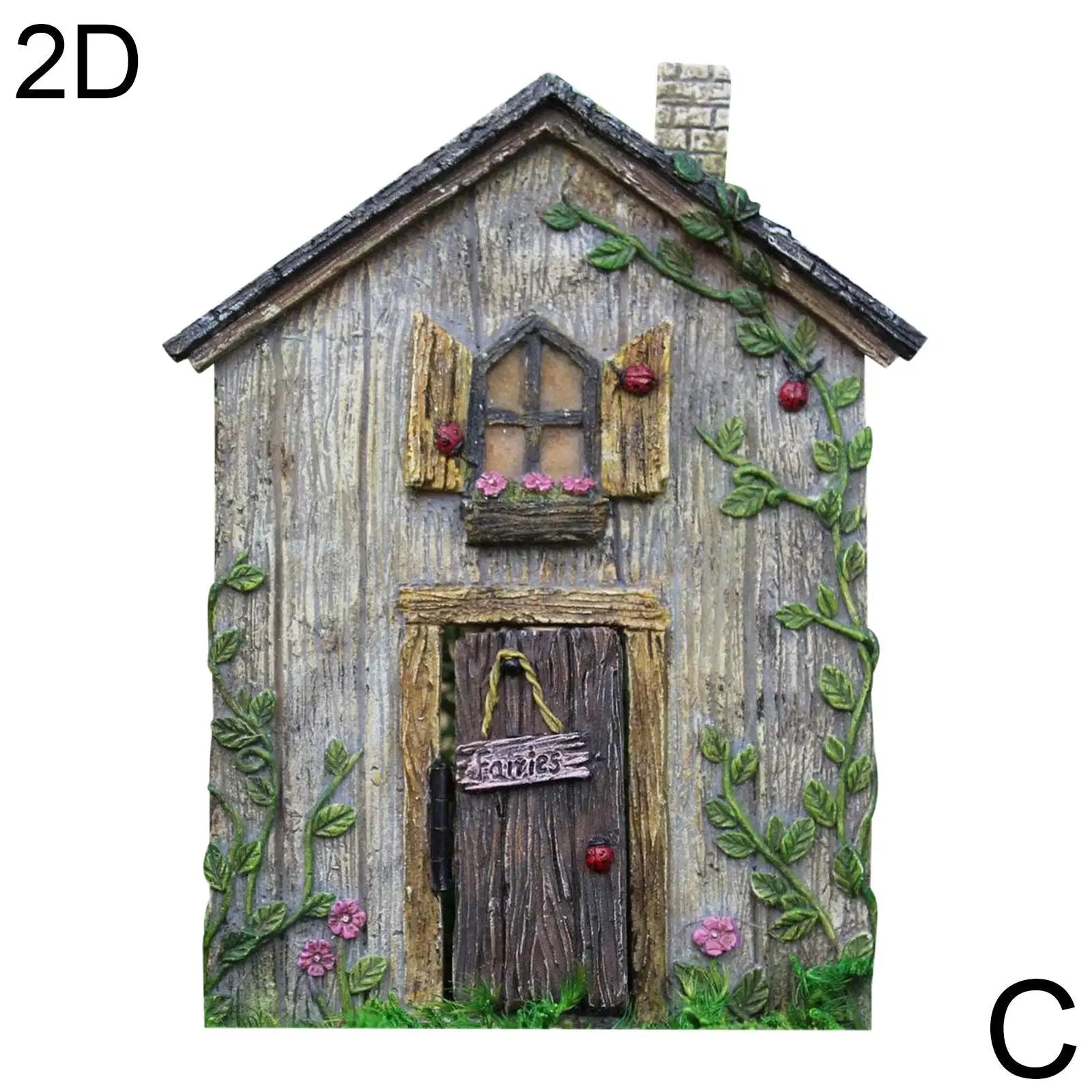 2D Fairy Garden Miniatures Gnome Window Door Set – Pendant Glow In The Dark Creative Ornaments Crafts for Fairy Garden Decorations