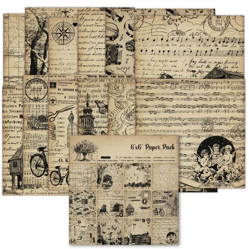 Vintage Scrapbook Paper Pad – Assorted Patterns