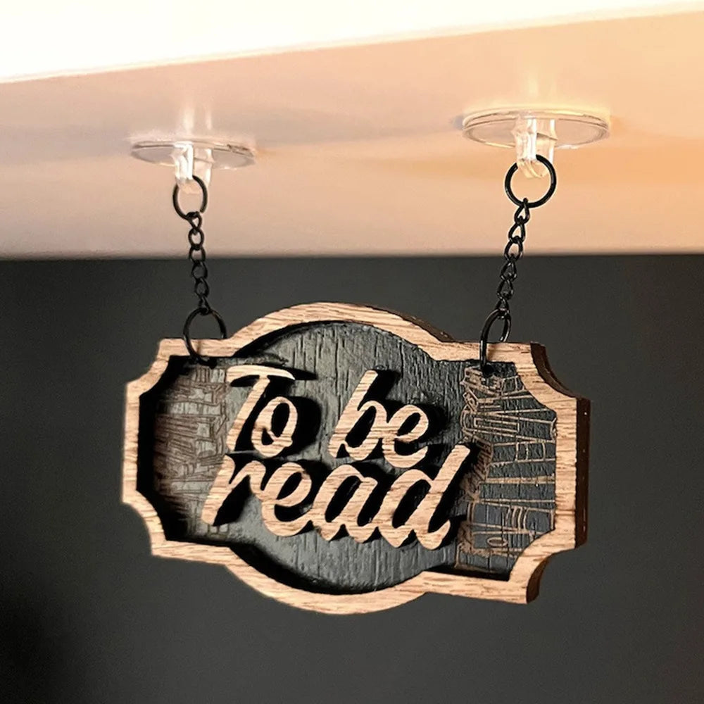 New Wooden Bookshelf Hanging Decoration Dark Romance Decorative Bookshelf Classification Bookshelf Signs for Library