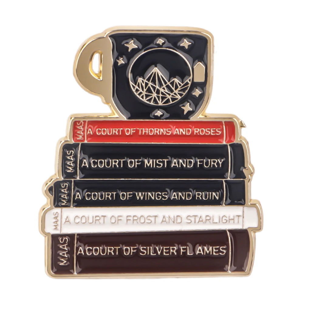 Black Cat Skeleton Book Enamel Pin