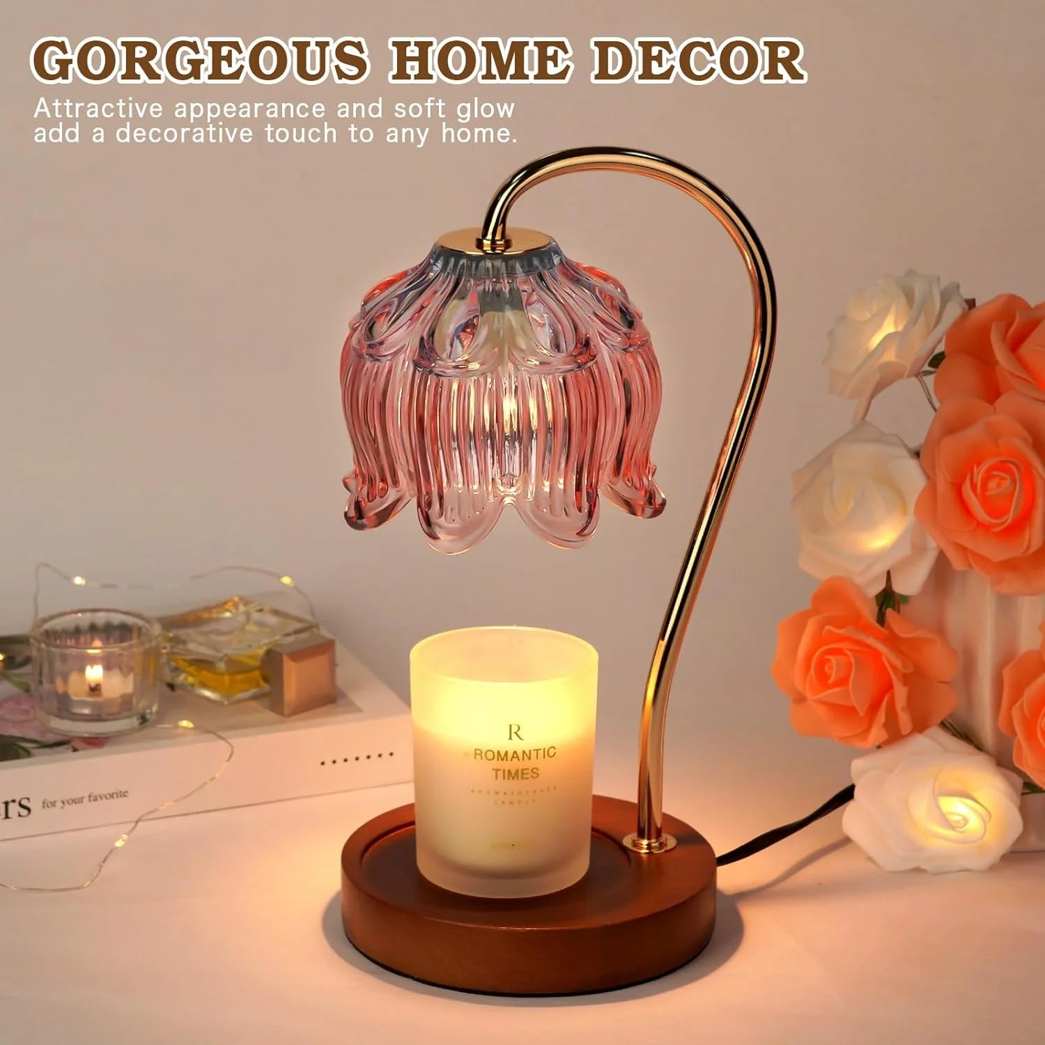 Flower Candle Warmer Lamp with Timer, Dimmable Candle Lamp Warmer, Christmas Birthday Gift, House Warming Decor, For Jar Candles