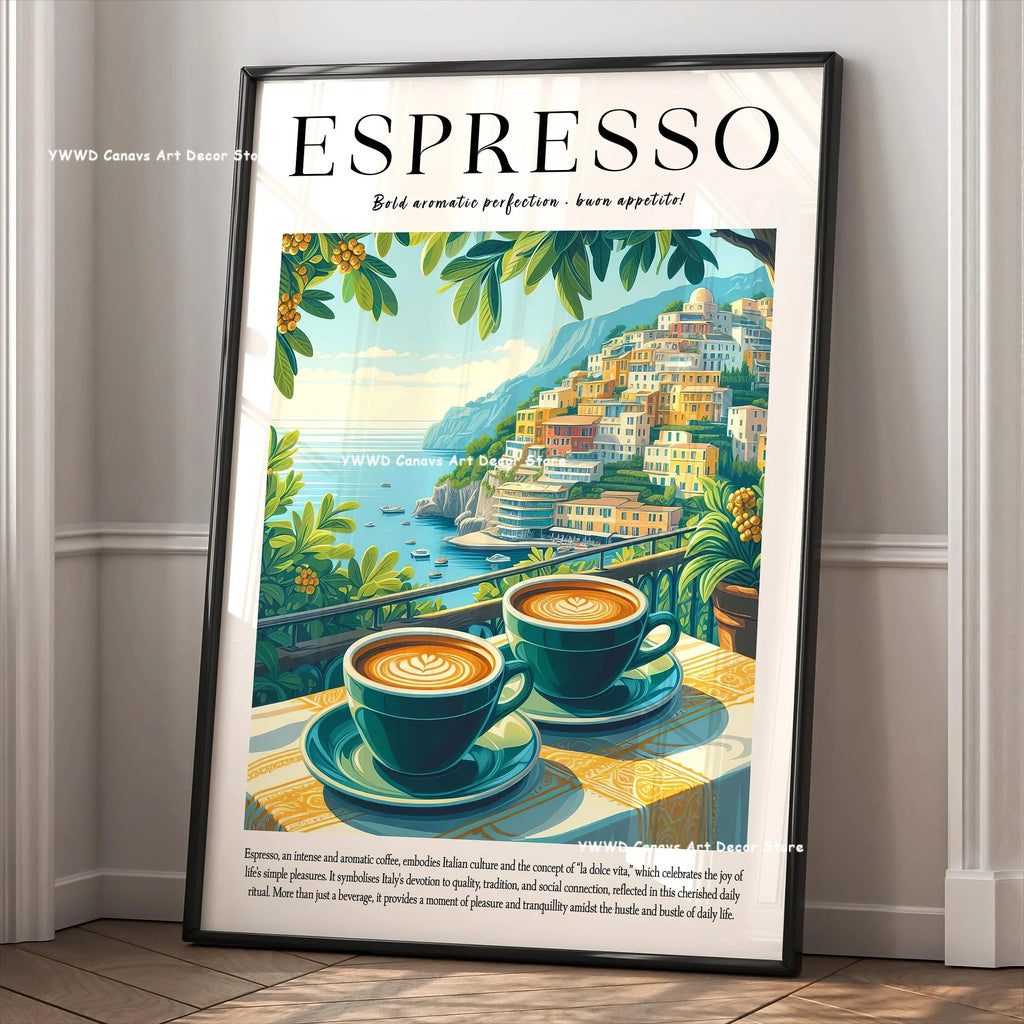 Buongiorno Espresso Canvas Print What Is Tea Food and Beverage Kitchen Wall Art Poster for Modern Living Room Home Decor