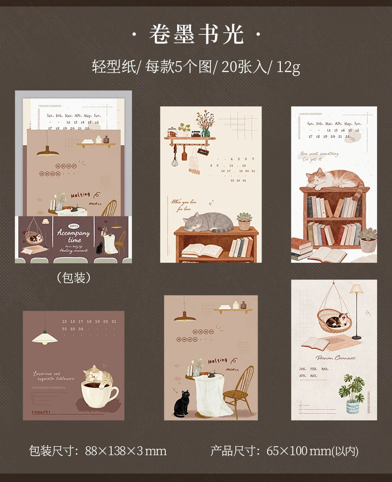 Journal GO 20pcs Time with You Note Pads Creative Warm Journaling Scrapbook Decorative Material Paper Stationery Notes