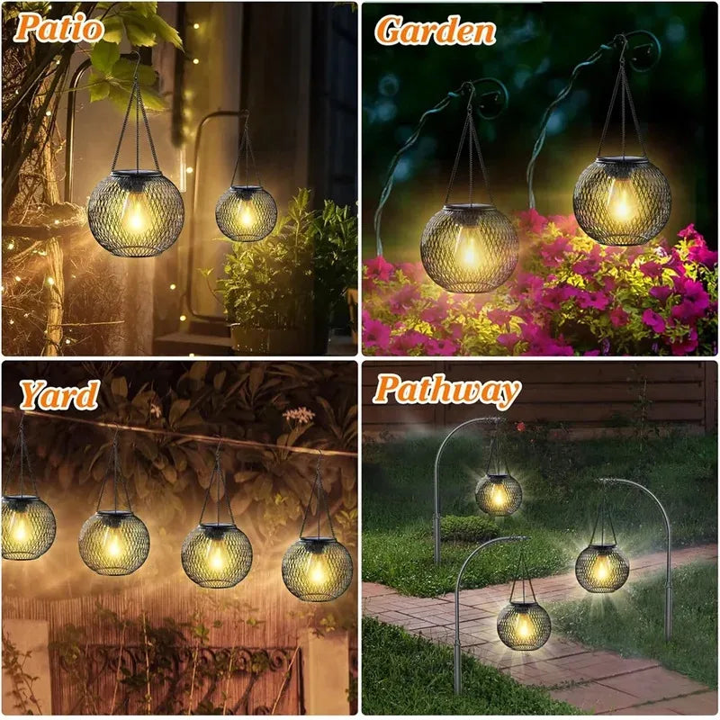 Solar Lantern Outdoor – Ortiny Upgraded Solar Lights for Outside Decorative Outdoor Hanging Lights Waterproof Solar Lanterns