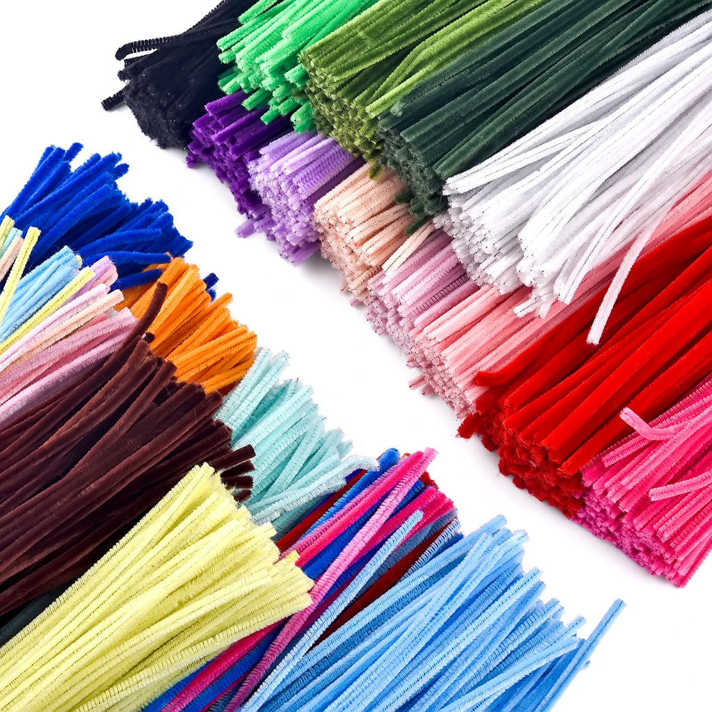100pcs Colorful Chenille Stems – Soft Pipe Cleaners for DIY Crafts | 30cm Twist Plush Wire Sticks for Kids & Creative Hobbies