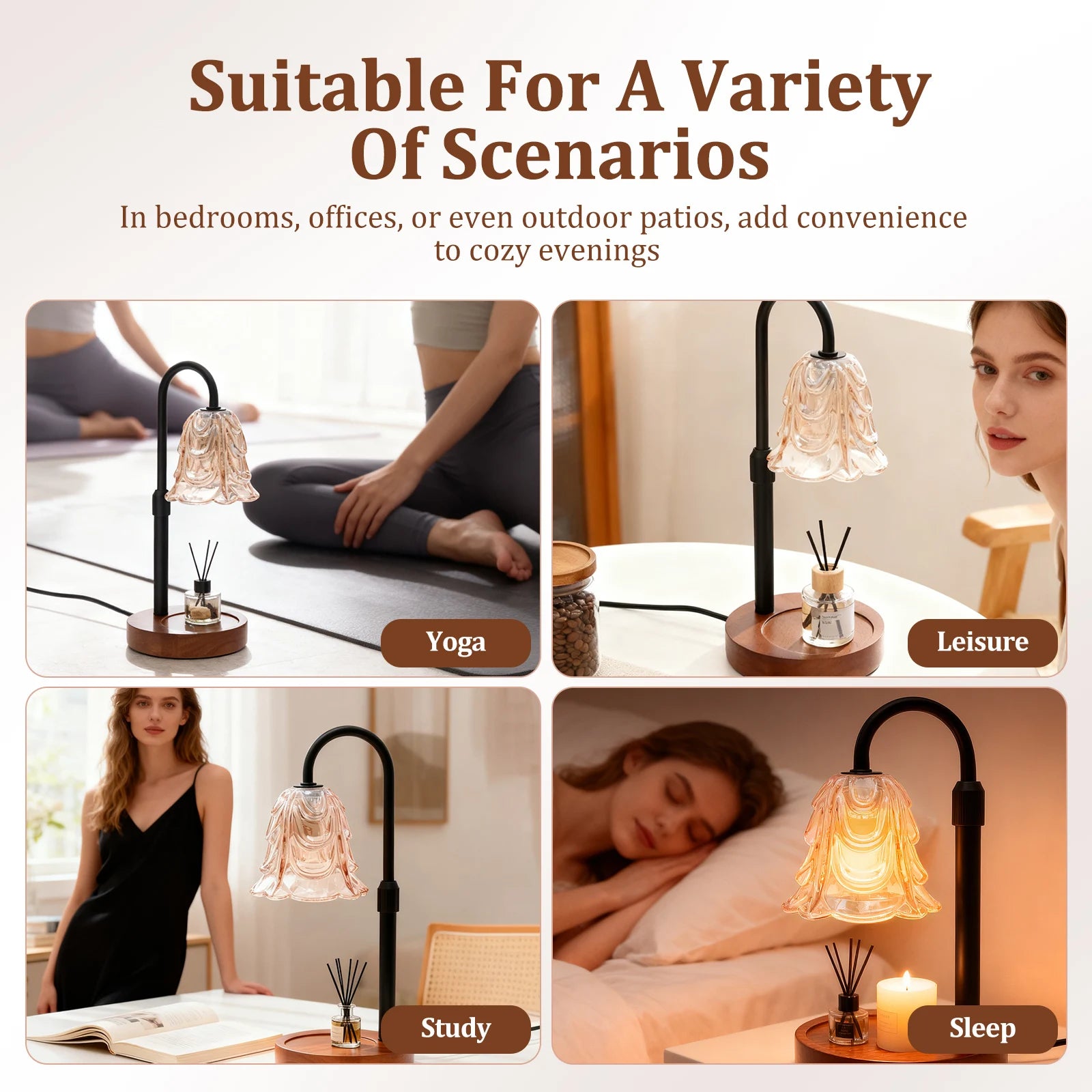 Flower Candle Warmer Lamp with Timer 4 Speed Dimmable Height Adjustable Base House Warming Birthday Gifts New Home Decor