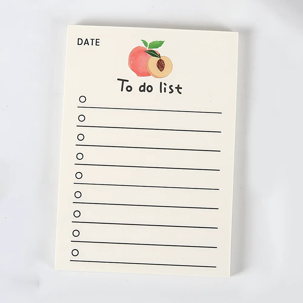 Korean Bear Fruit Non-sticky Notes Lined Memo Pads Cute Check to Do List Shopping Daily Weekly Planner Notepad Stationery Agenda