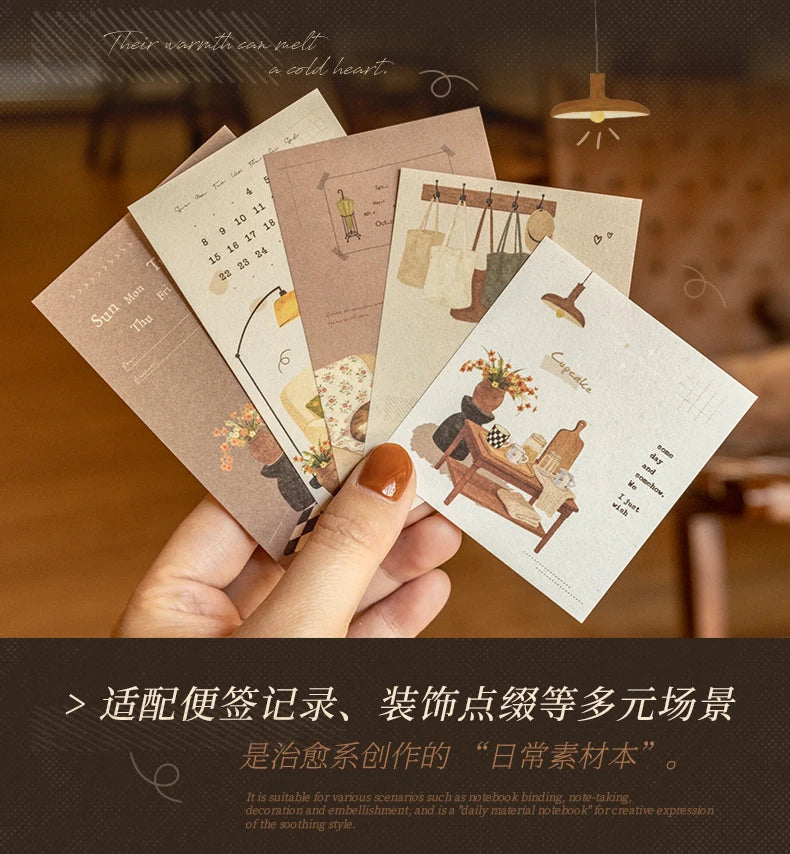 Journal GO 20pcs Time with You Note Pads Creative Warm Journaling Scrapbook Decorative Material Paper Stationery Notes