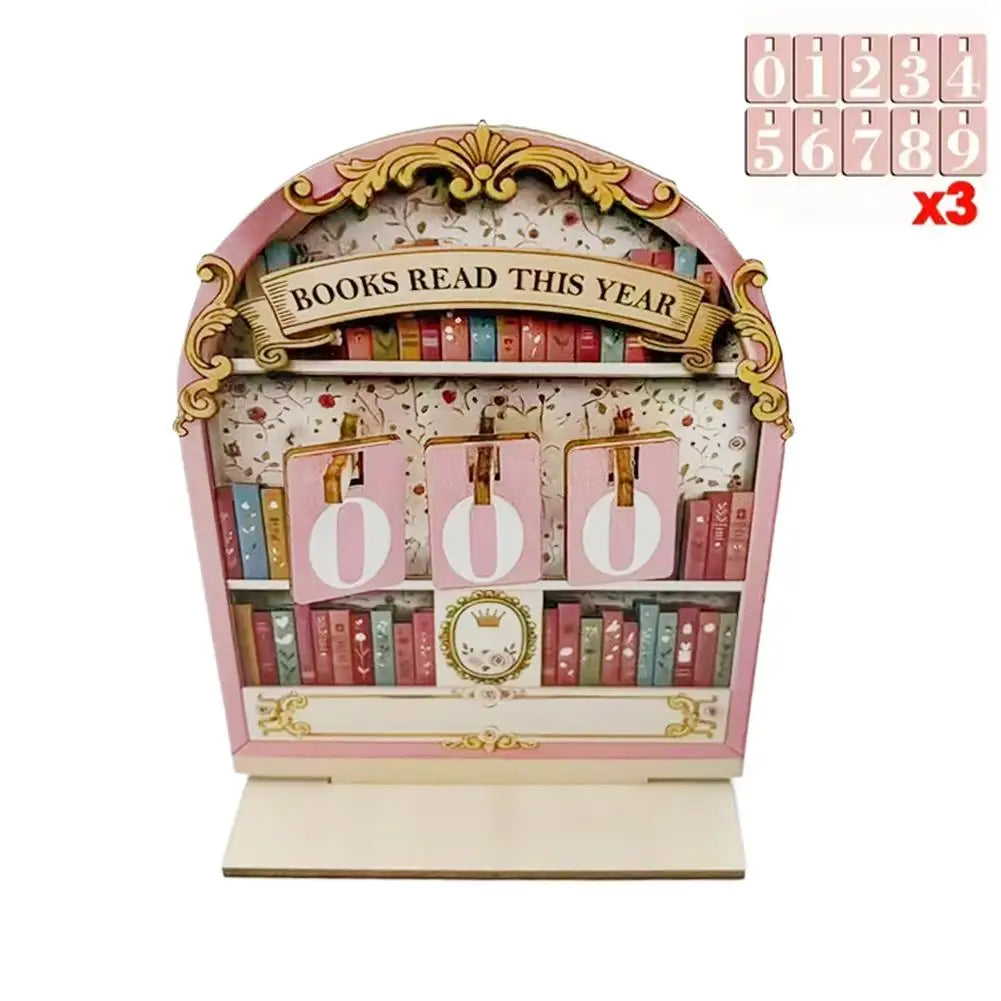 Wooden Book Read This Year Counter Tracker Up To 999 Books Challenge Tracker Retro Bookshelf Classroom Decor Gift for Book Lover