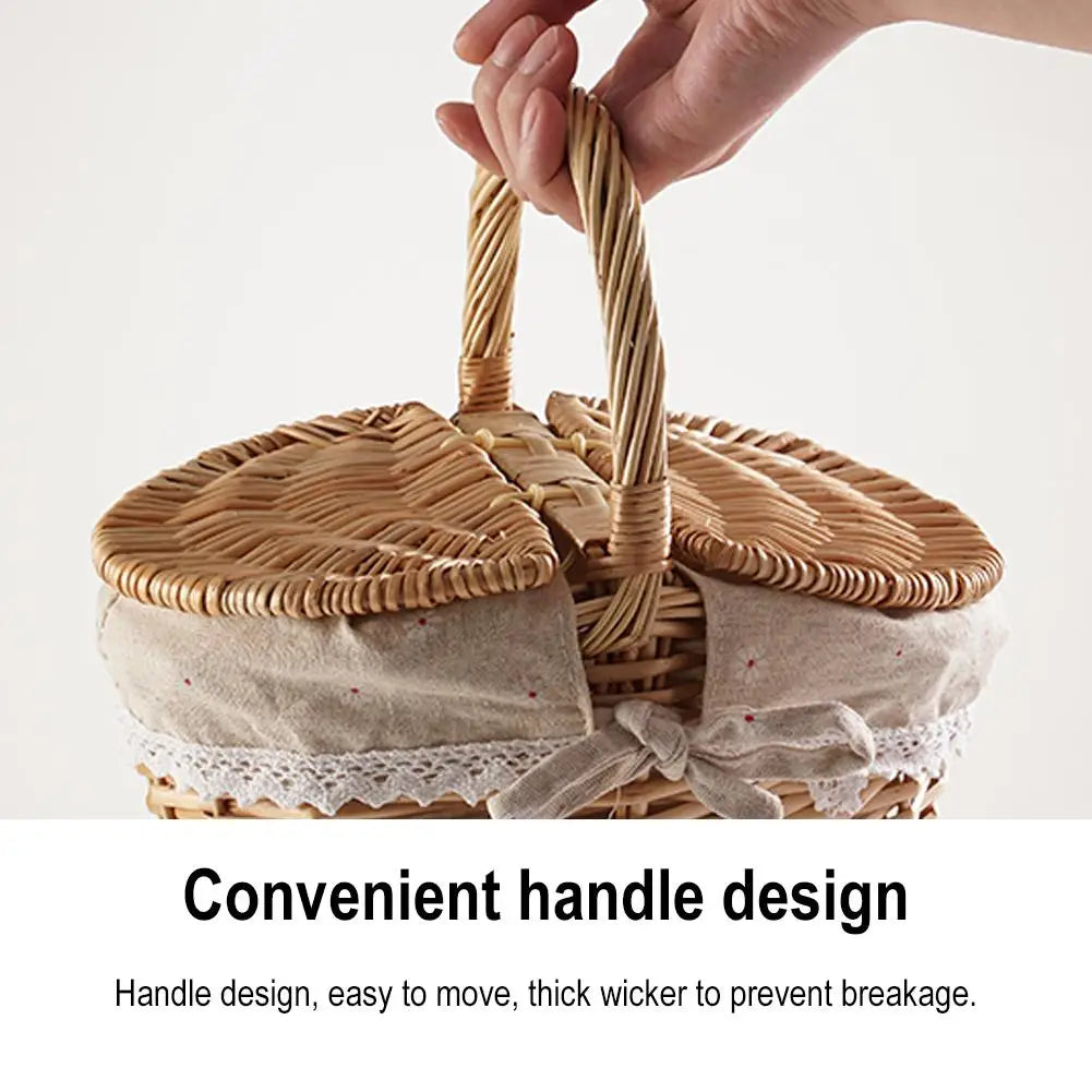 Oval Wicker Picnic Basket with Lid