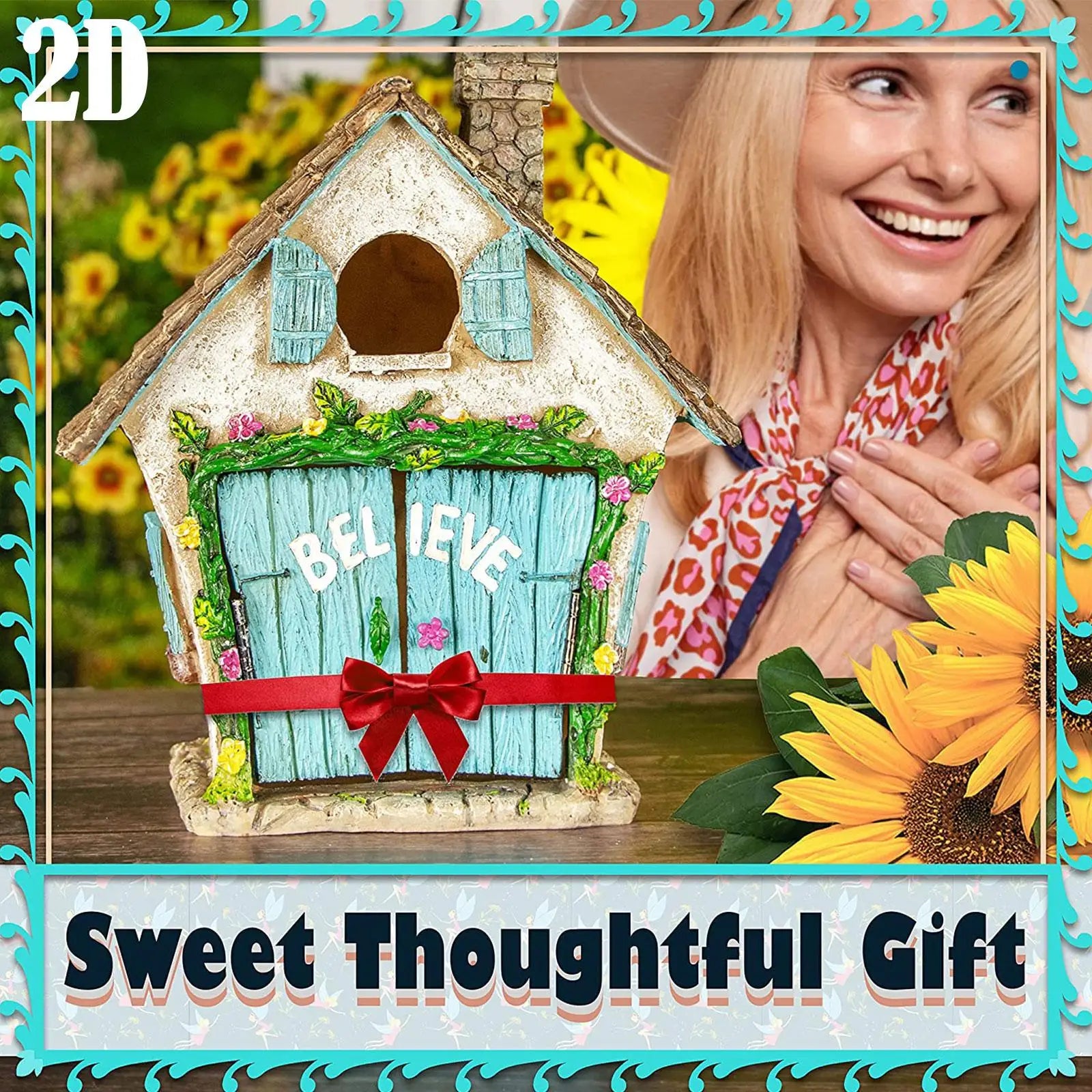 2D Fairy Garden Miniatures Gnome Window Door Set – Pendant Glow In The Dark Creative Ornaments Crafts for Fairy Garden Decorations