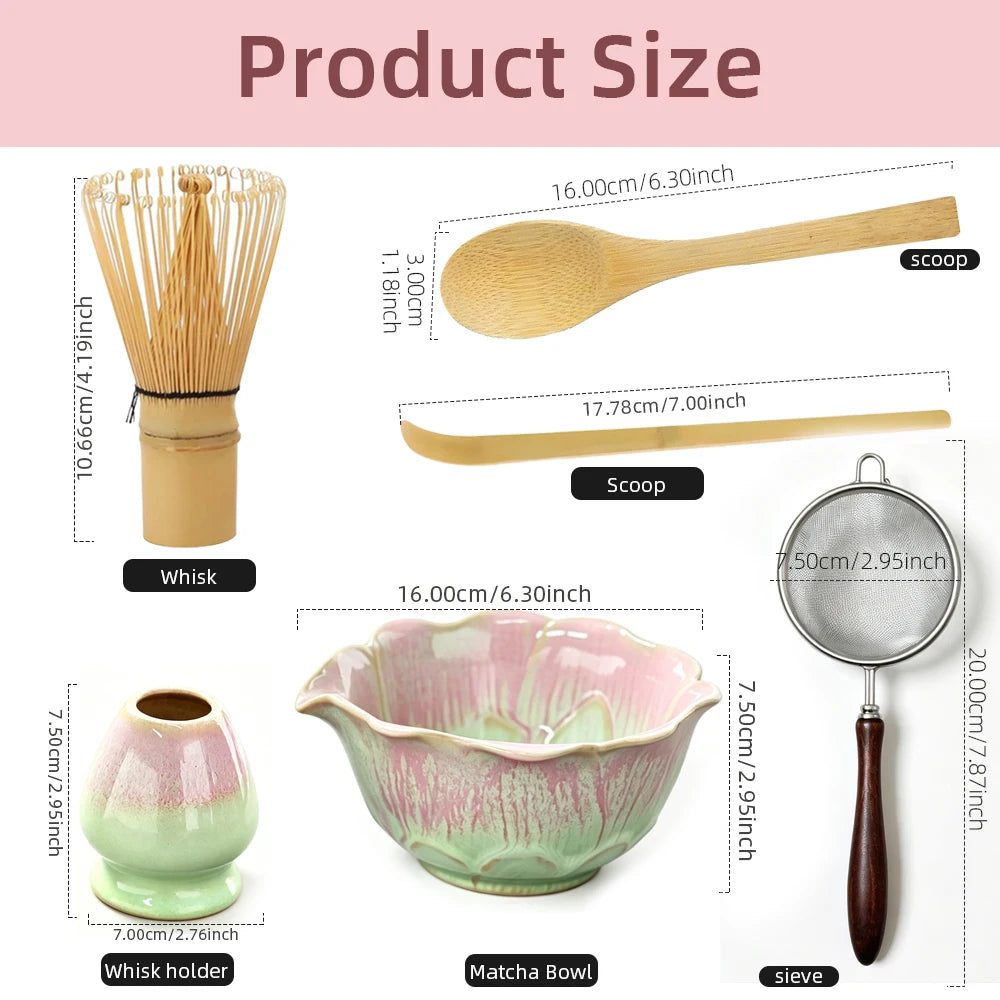 6-Piece Flower-Shaped Japanese Matcha Tea Set
