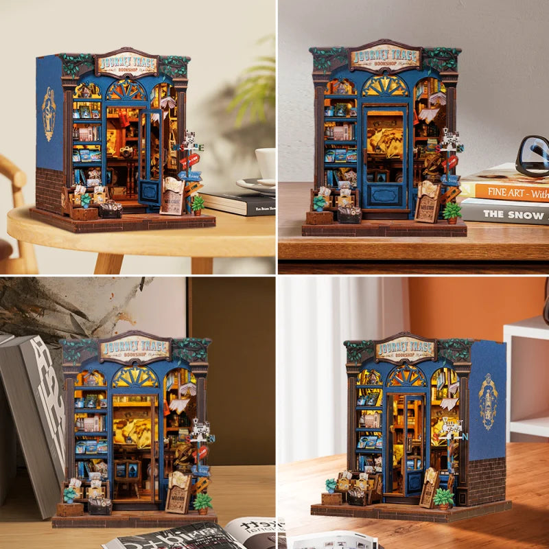 CUTEBEE Book Nook Kit DIY Miniature Model Dollhouse for Adults and Teens Bookshelf Decor 3D Wooden Puzzle Gifts for Family