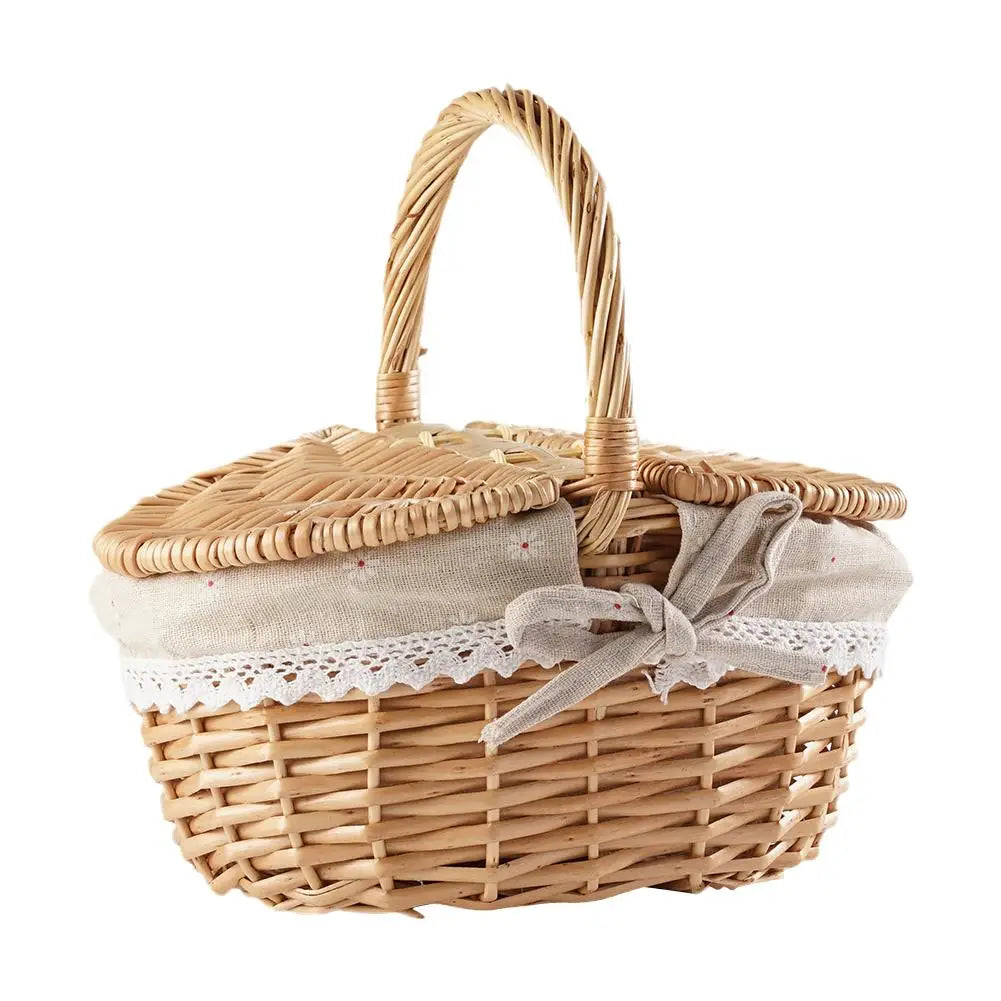 Oval Wicker Picnic Basket with Lid