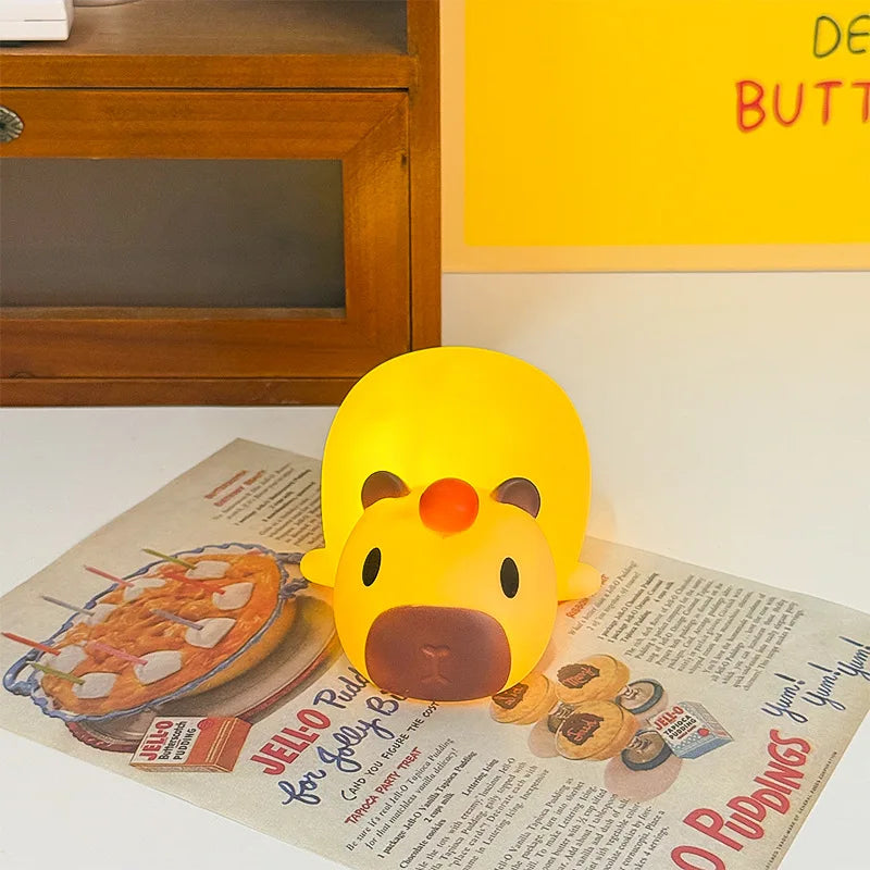 Mini Cartoon Vinyl Capybara Night Light Kapibala Animal Bedside Lamp Battery Powered Christmas Gift for Kids Girls Boys Women