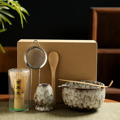 6PCS Japanese Matcha Tea Set – Whisk, Bowl & Accessories for Authentic Tea Rituals