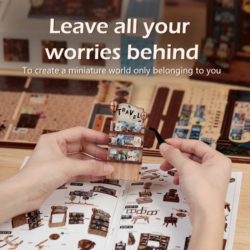 CUTEBEE Book Nook Kit DIY Miniature Model Dollhouse for Adults and Teens Bookshelf Decor 3D Wooden Puzzle Gifts for Family