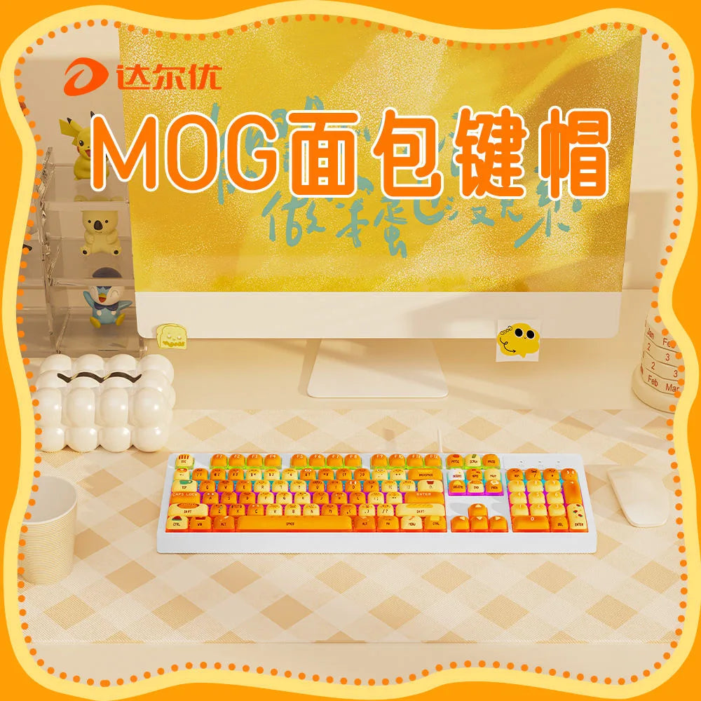 140 Keys Cute Keycaps Cat MOG Keycaps PBT Pink Keys Gift for Girl Cute New Square Thermal Sublimation Mechanical Keyboard 6.25U