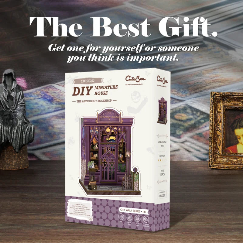 CUTEBEE Book Nook Kit DIY Miniature Model Dollhouse for Adults and Teens Bookshelf Decor 3D Wooden Puzzle Gifts for Family