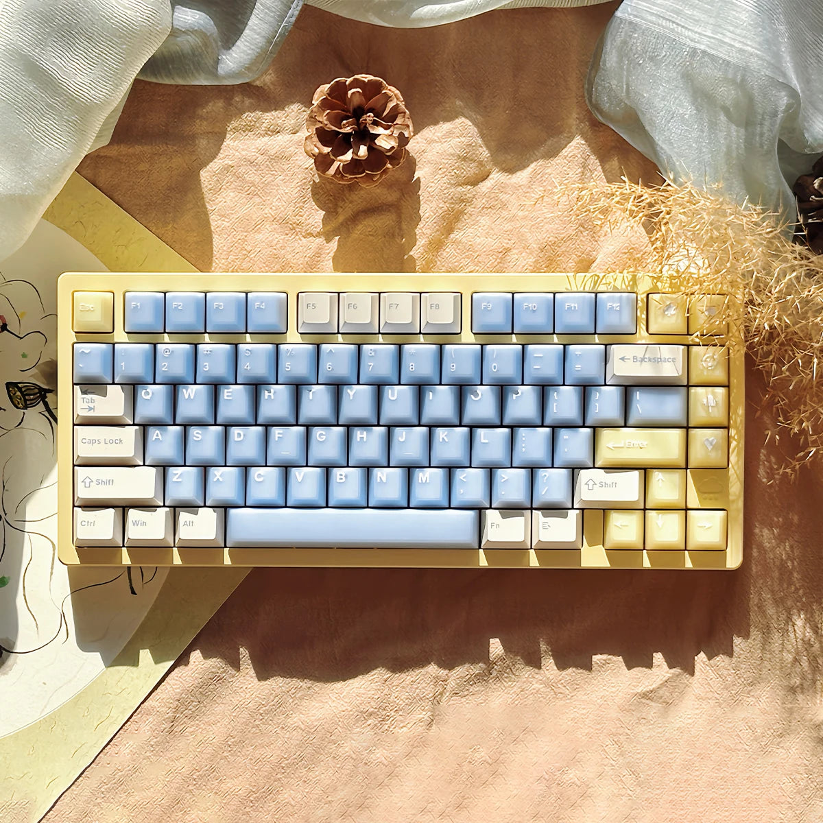 164 Keys Latte Coffee Keycaps Retro Brown Translucent keycaps Cherry Profile Double Shot PBT PC keycap For Mechanical Keyboard