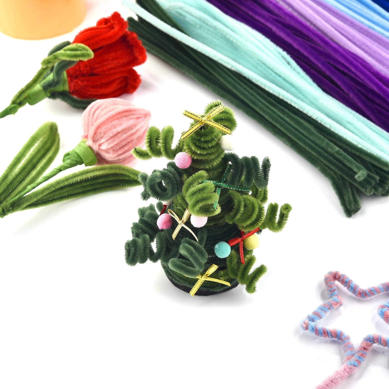 100pcs Colorful Chenille Stems – Soft Pipe Cleaners for DIY Crafts | 30cm Twist Plush Wire Sticks for Kids & Creative Hobbies