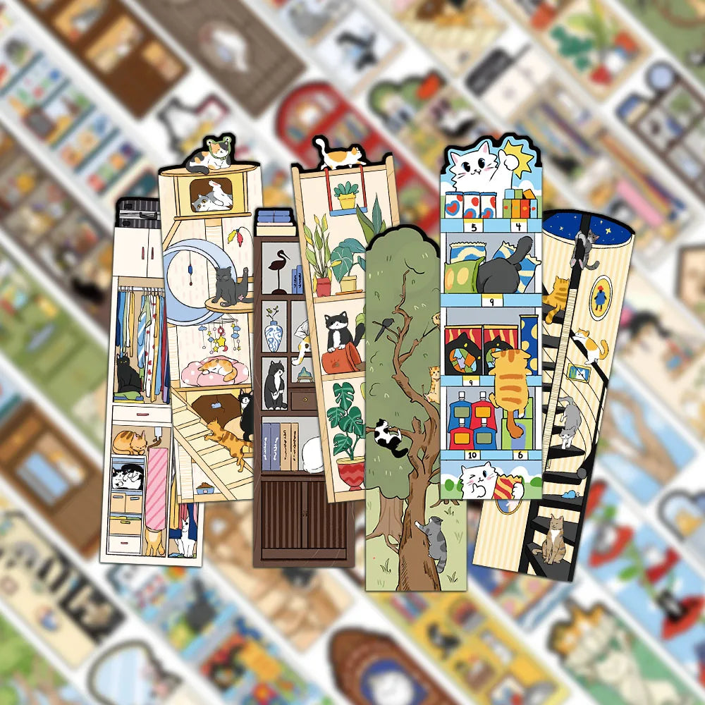 30-Piece Cat Scene Bookmark Set