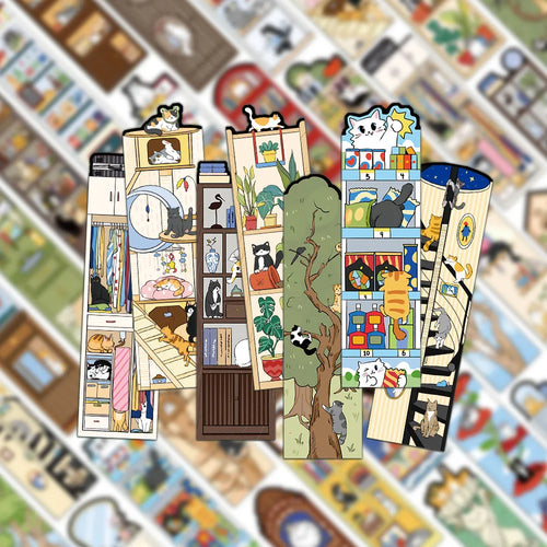 30-Piece Cat Scene Bookmark Set