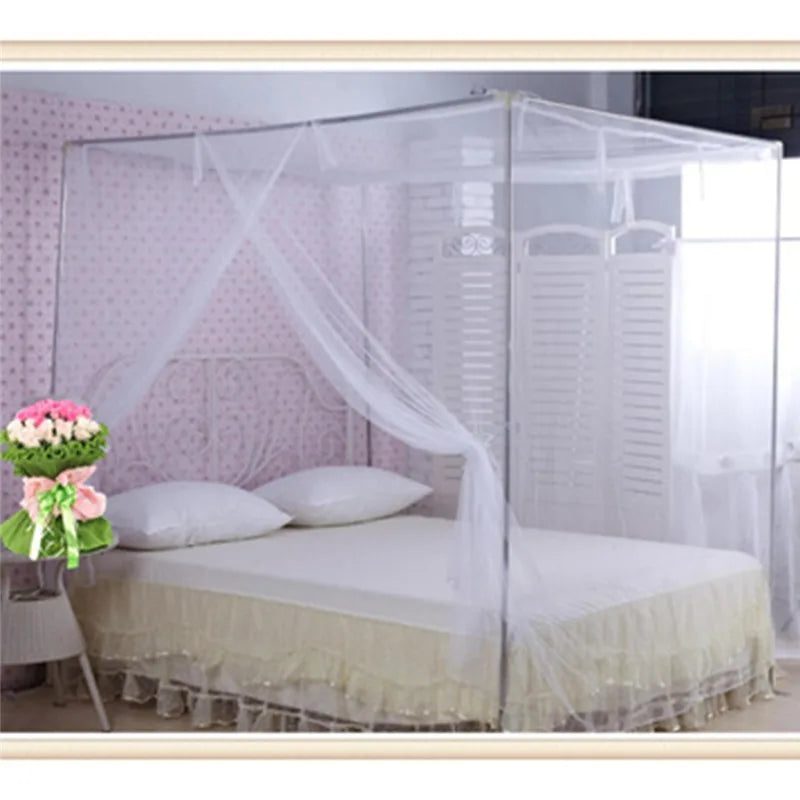 Princess-Style Lace Bed Canopy  Double Bed Mosquito Net 100% Polyester Mesh Insect Netting for Home & Travel  White, Pink, Blue, Purple