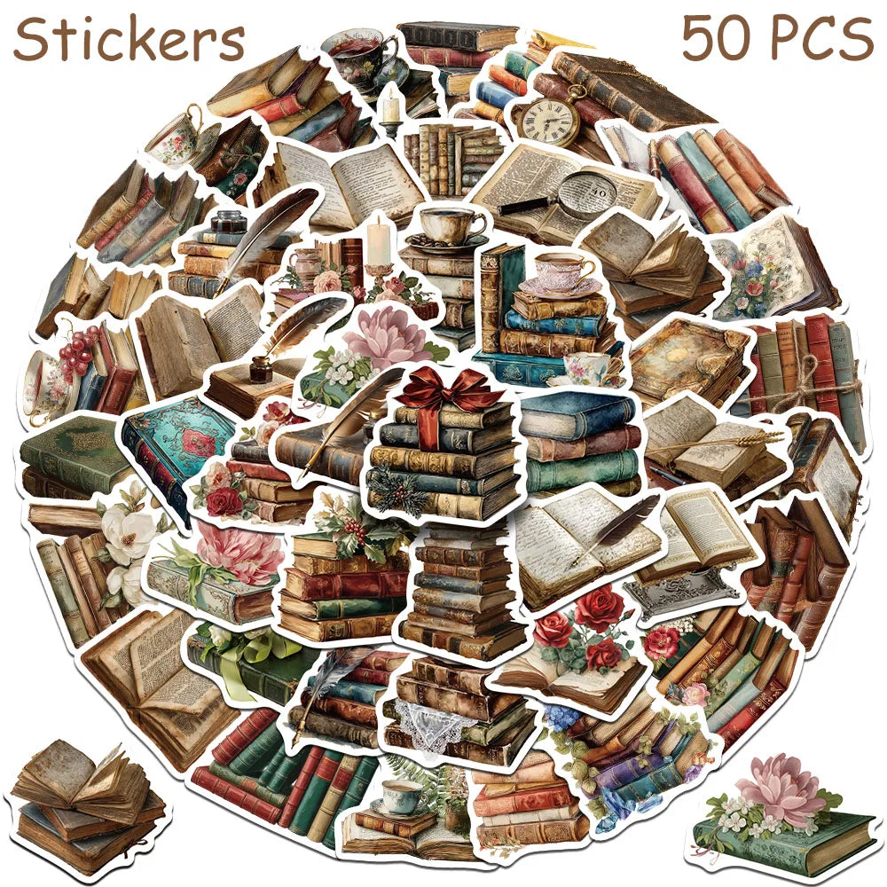 Vintage Book Sticker Decals