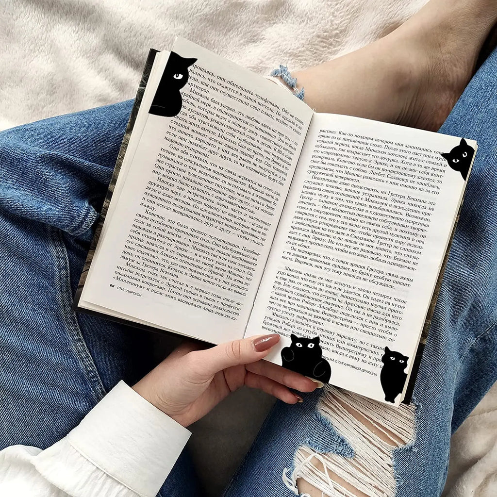 6-Piece Black Cat Magnetic Bookmarks