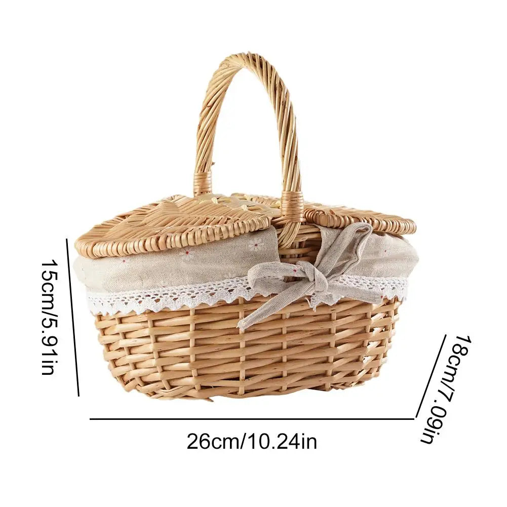 Oval Wicker Picnic Basket with Lid