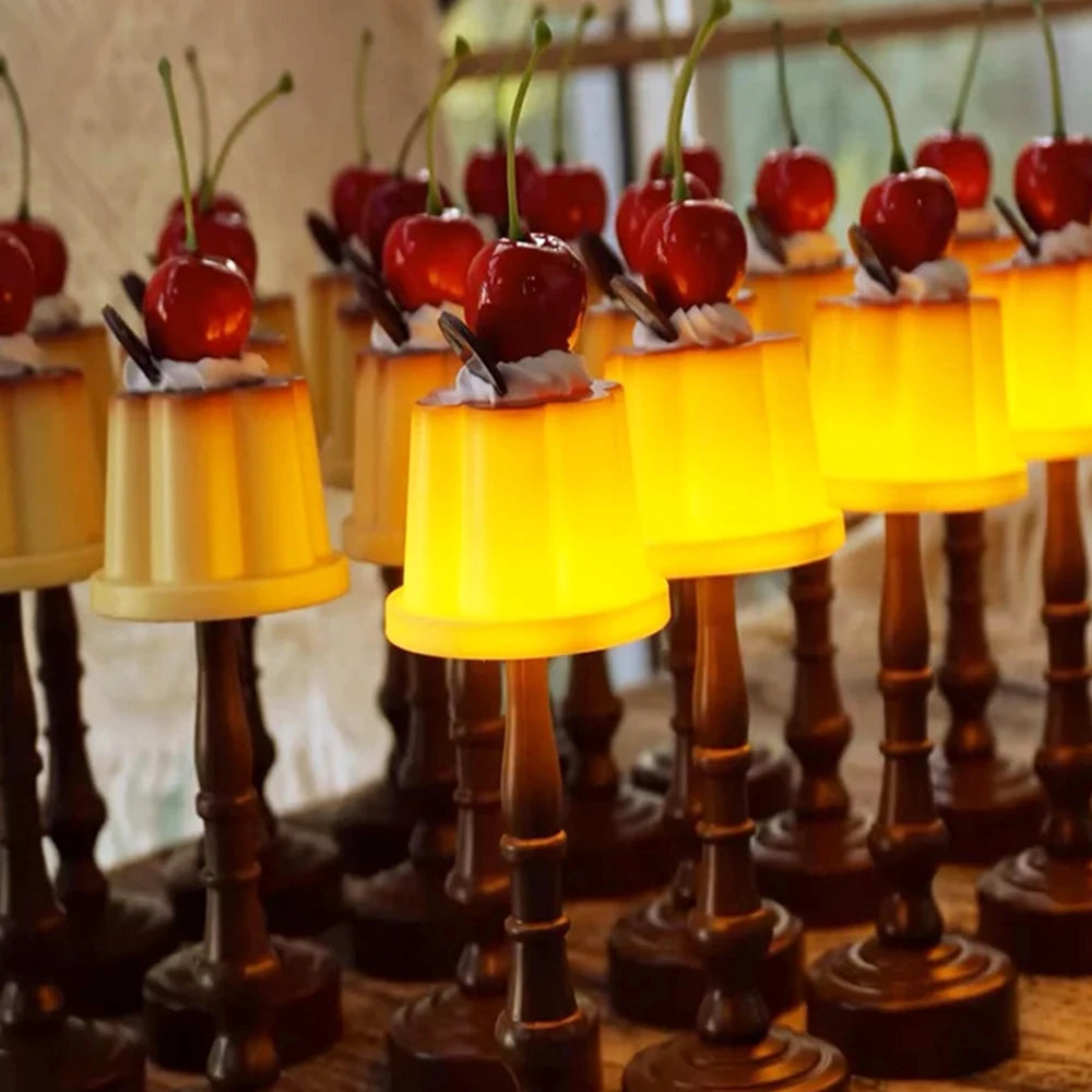 Kawaii Pudding Night Light LED Desk Lamp Battery Powered Desk Bedside Bedroom Bar Room Decor Atmosphere Sleeping Light kid Gifts