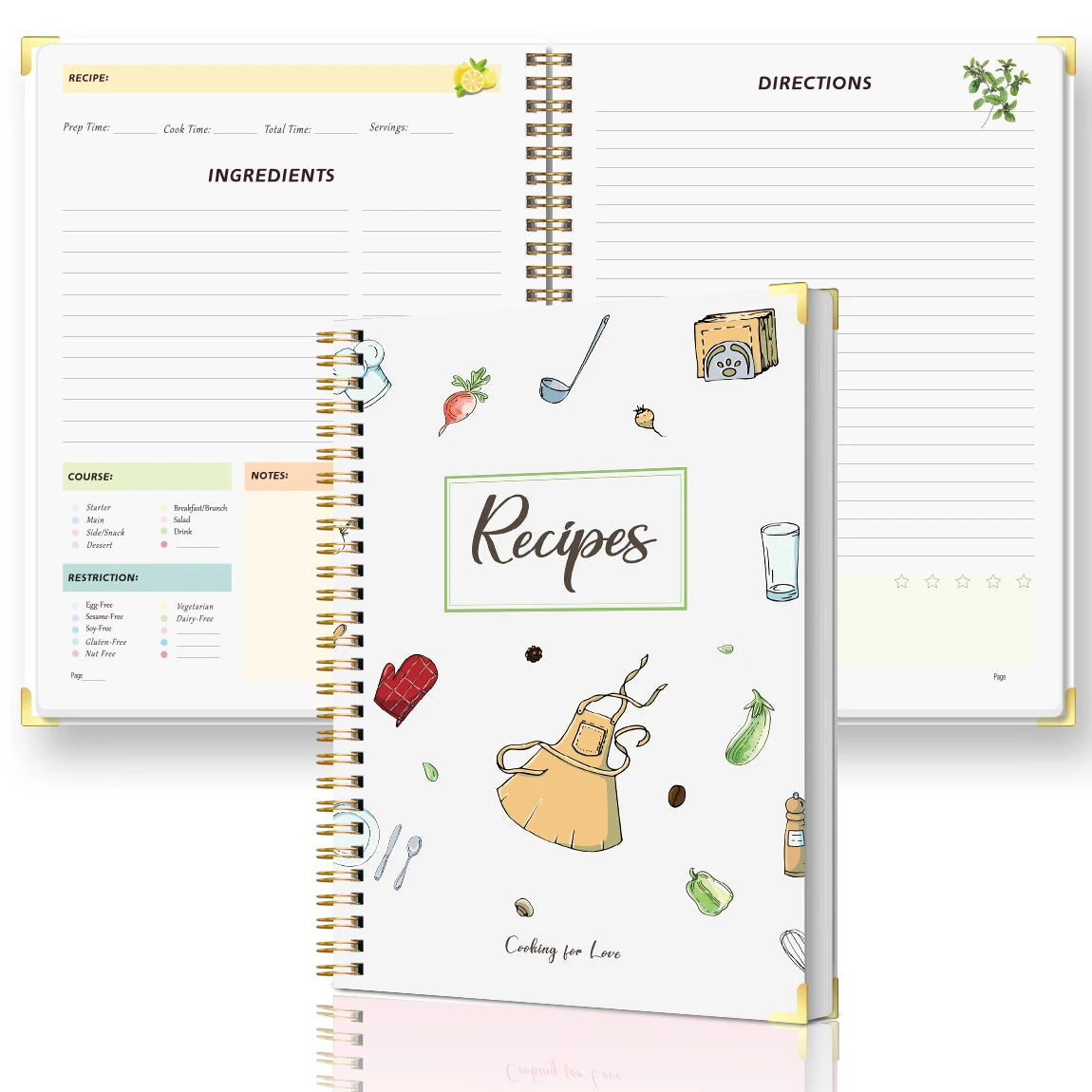 Hardcover Recipe Book – Personal & Family Use | Portable Keepsake Cookbook, Holds 80 Recipes, Full-Color Interior
