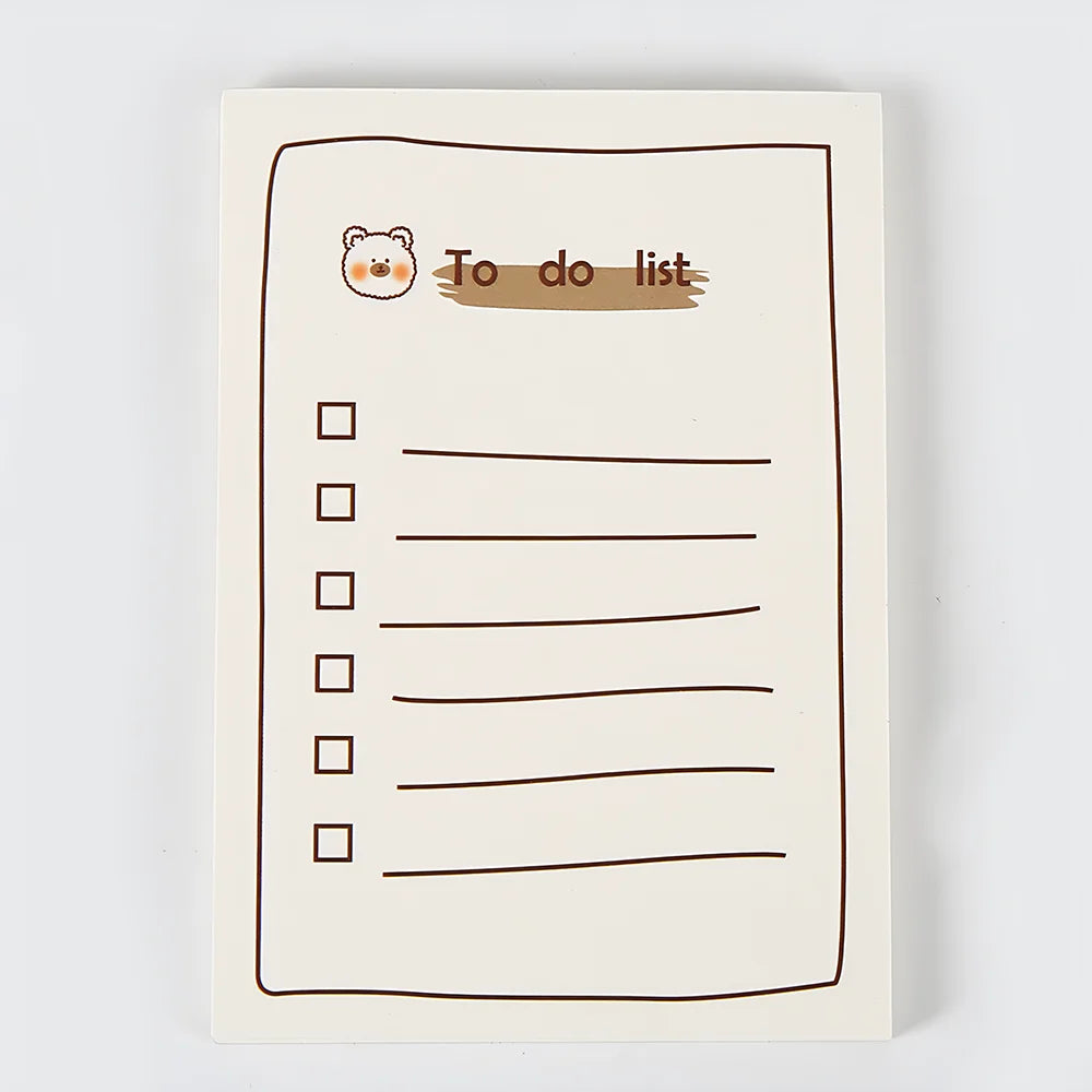 Korean Bear Fruit Non-sticky Notes Lined Memo Pads Cute Check to Do List Shopping Daily Weekly Planner Notepad Stationery Agenda