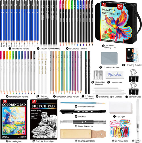 Unleash Your Creativity with Our 106 PCS Art Supplies Sketching Kit! Perfect for Artists of All Levels 🎨✨
