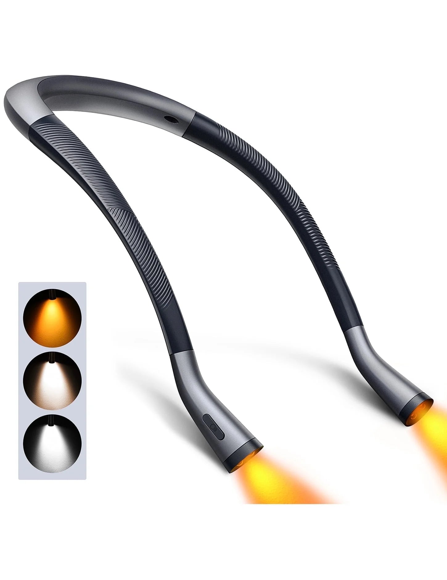 Neck Reading Light Rechargeable, 6 Brightness Levels & 3 Colors Amber Book Light for Reading in Bed, 80H Reading, Bendable Long Arms