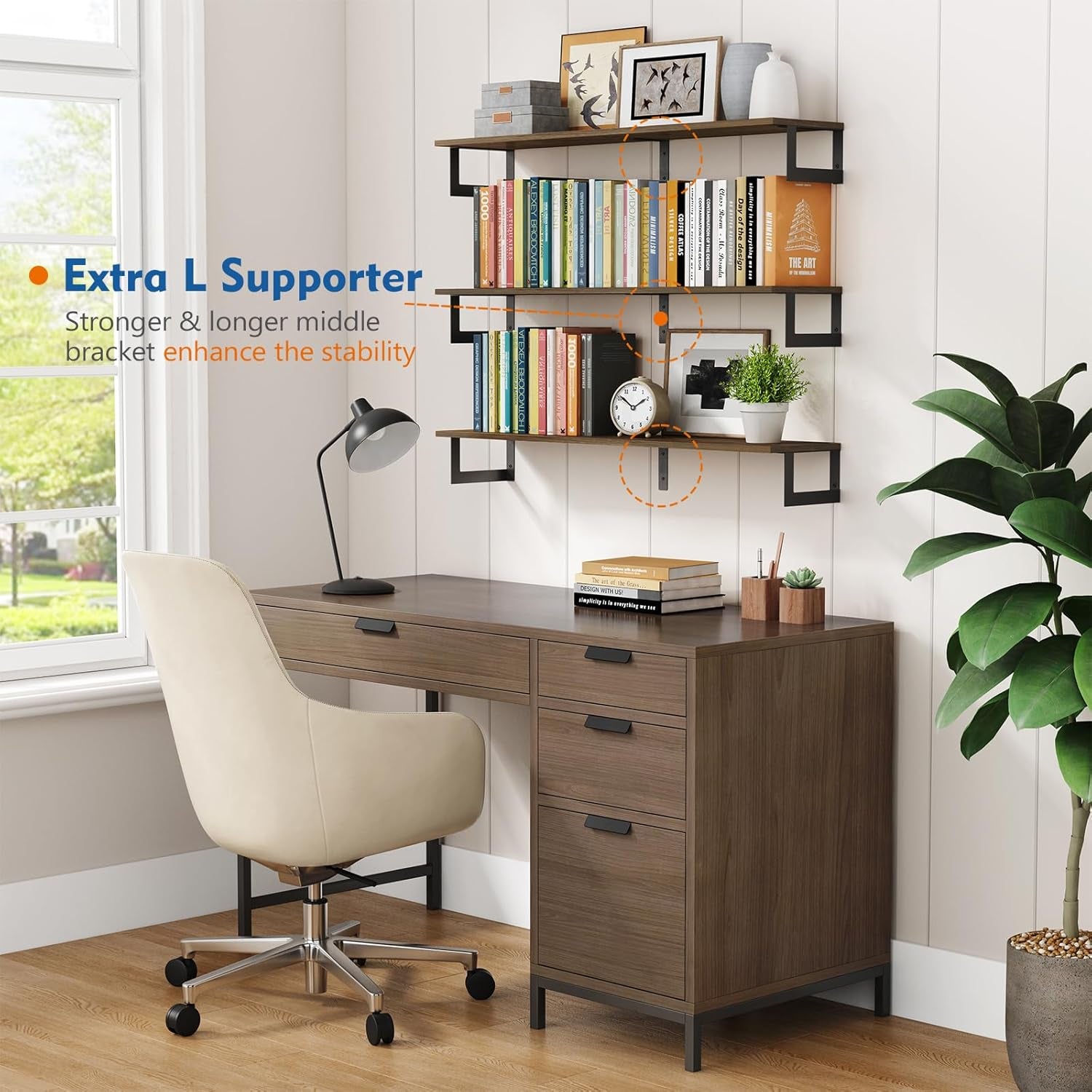 Floating Shelves for Wall 36 Inches Long 8 Inch Deep, Large Wall Book Shelves Fo