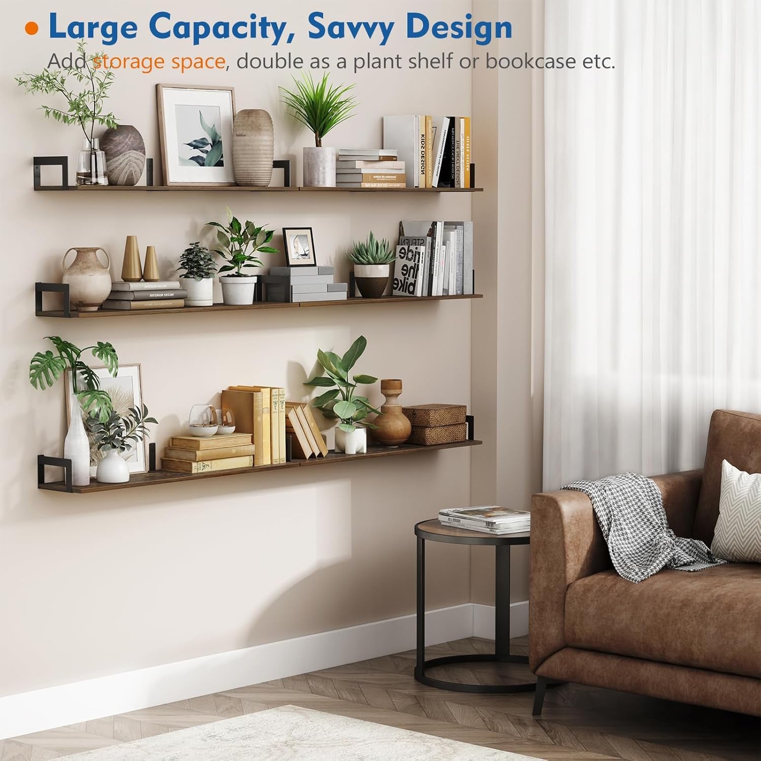 Floating Shelves for Wall 36 Inches Long 8 Inch Deep, Large Wall Book Shelves Fo